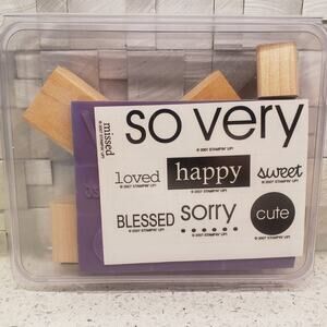 Stampin Up So Very Stamp Set Wood Mounted Rubber Stamps Blessed Happy